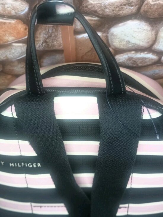 Tommy Hilfiger Pink & Black Mini Backpack Adjustable Straps New